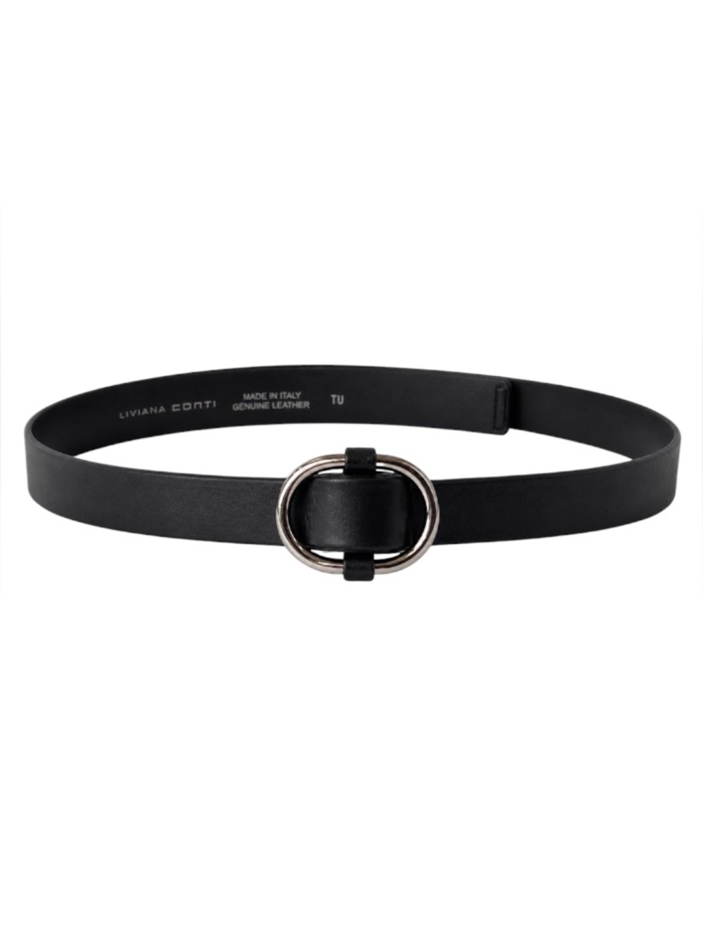 Liviana Conti genuine leather Designer black belt ONE SIZE Silver buckle